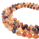 ABCGEMS Brazilian Quad-Color Rainbow Rutilated Quartz Beads (A Revolutionary Cutting Technique) Diagonal-Drilled 3D Magical-Cube