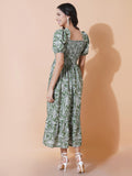 Kzully | Elegance: Smocked A-Line Midi Dress - Superior Comfort & Chic Style Light Mendi 2Xl