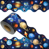 69Ft Outer Space Theme Bulletin Board Borders Galaxy Bulletin Board Border Star Planet Astronaut rocket Scalloped Border Trim fo
