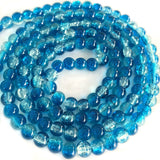 Beadingstation Strand of 140 Pcs 2-Tone Crackle Glass Round Beads 6mm (Dark Blue)