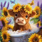 igoodom Cow Diamond Art Kits for Adults, Highland Cow Diamond Painting Kit, Full Drill Round Diamond Art Kits, DIY Gem Art and C