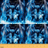 Feelyou Wolf Upholstery Fabric by The Yard, Wild Animal Lightning Wold Outdoor Fabric by The Yard, 3D Wildlife Pattern Decorativ