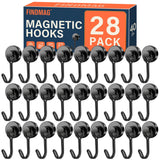 FINDMAG 40LB Magnetic Hooks, 28 Pack Heavy Duty Neodymium Hooks for Hanging, Strong Magnetic Hooks for Cruise Cabins, Refrigerat