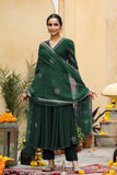 Gosriki Women'S Rayon Blend Anarkali Printed Kurta With Pant & Dupatta (Berlin Green-Vks01-Gs_L_Green_Large),Green,,B0DFCGPL4L