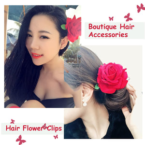 Hair Flower Clips Brooch Boutique Hair Accessories Bohemia Hairpins for Women Girls (ST Red) 1 Count (Pack of 1)