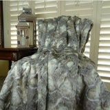 Plutus Brands Rabbit Fur Throw Pillow, 114 X 120, Gray/Ivory/Champagne