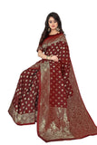 Sugathari Womens Banarasi Saree Pure Kanjivaram Silk Saree Soft New Ladies 2023 Design Wear Pattu Sarees Latest Cotton Party Sari Collections With Blouse Piece For Wedding Sadi (Pari S-1 Maroon)