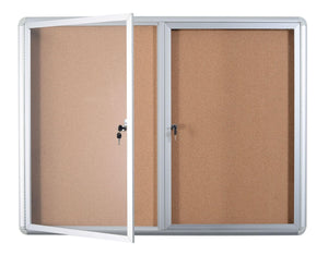 Cork Bulletin Enclosed Cabinet Two Swing Doors