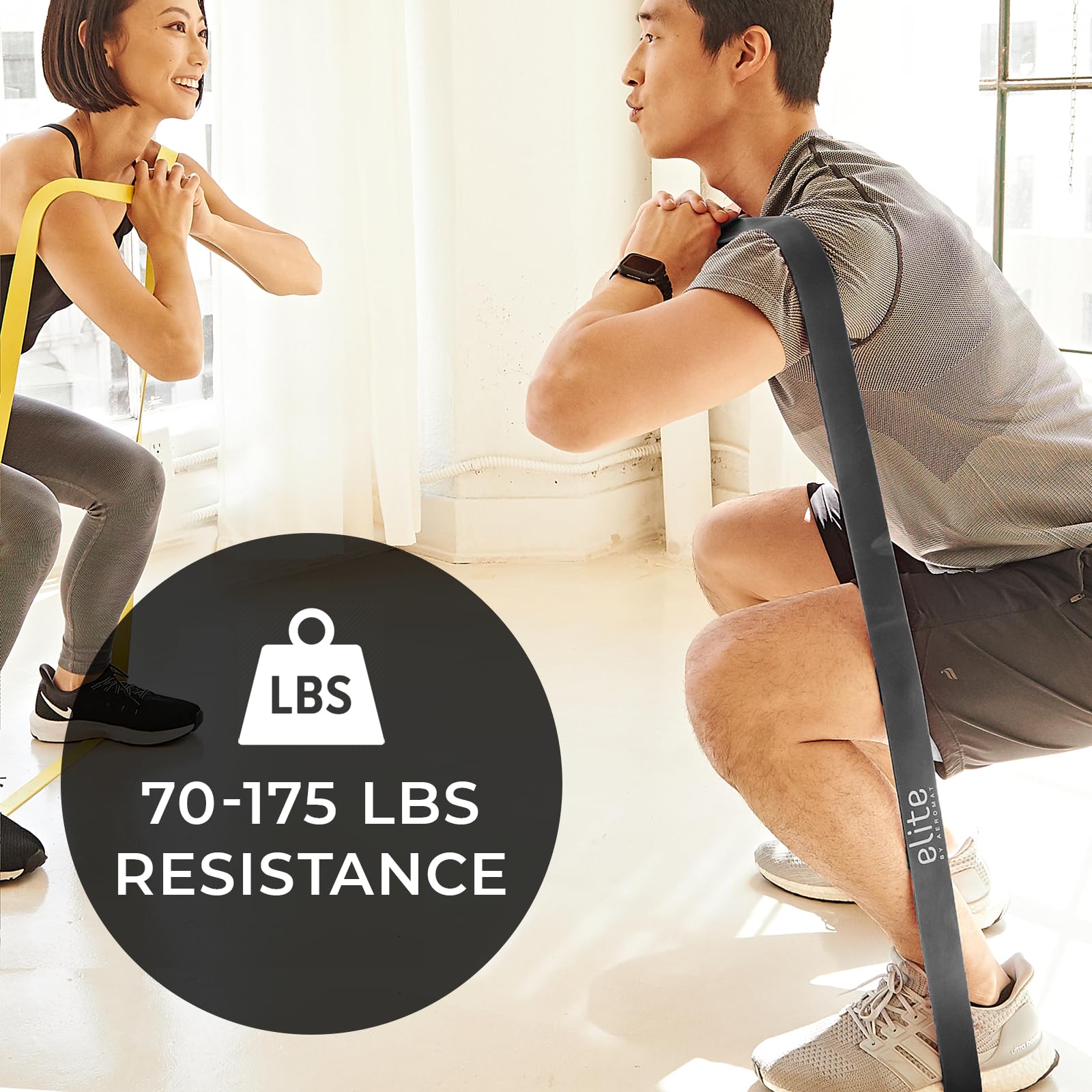 Aeromat Elite Power Band 70-175lbs Long Resistance Bands for Working Out, Pull Up Assistance Bands, Exercise Bands Resistance, G