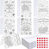 Frienda 36 Pcs Coloring Teacher Thank You Greeting Cards with Envelopes and Stickers Teacher Appreciation Cards for Graduation E