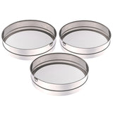 Urbane Home Pack of 3 AntiRust Stainless Steel Flour Strainer & Channi for Kitchen Baking 12 Inch Jali Sieve/Chalni for Atta