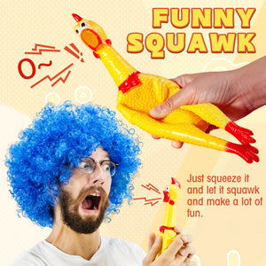Zddaoole 6 Pcs Large Screaming Chicken Dog Toys,Yellow Rubber Chicken 12 inch,Squeeze Squeaky and Screaming Chicken,Prank Novelt
