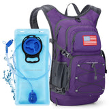 Maelstrom Hydration Hiking Backpack with 2L/3L Water Bladder, High Flow Bite Valve Camping Daypack Lightweight (5.Purple, 2L Bla