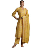 Libas Women Silk Blend Kurta Set (369820R, Mustard, Small