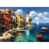 Colorful Coastal Village 1000 Piece Puzzle for Adults, Fun Puzzles for Adults 1000 Pieces with HD Print & Poster, 27.5 * 19.7 in