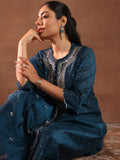 Libas Women'S Chanderi Silk Woven Design Kurta Set (49429 Teal Teal M