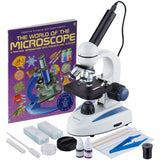AmScope M158C-SP14-WM-E 40X-1000X Biology Science Metal Glass Student Microscope with USB Digital Camera, Slide Preparation Kit 