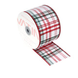 VATIN Green Red White Madras Plaid Ribbon, 2-1/2-Inch x 10 Yards, for Gift Wrapping Bows and Party Decor, Christmas Tree Decor