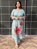 Gosriki Women'S Rayon Viscose Printed Straight Kurta With Pant (Susan Sky-Vks03-Gs_Xl_Sky Blue_X-Large),Sky Blue,,B0F6NP1GPD