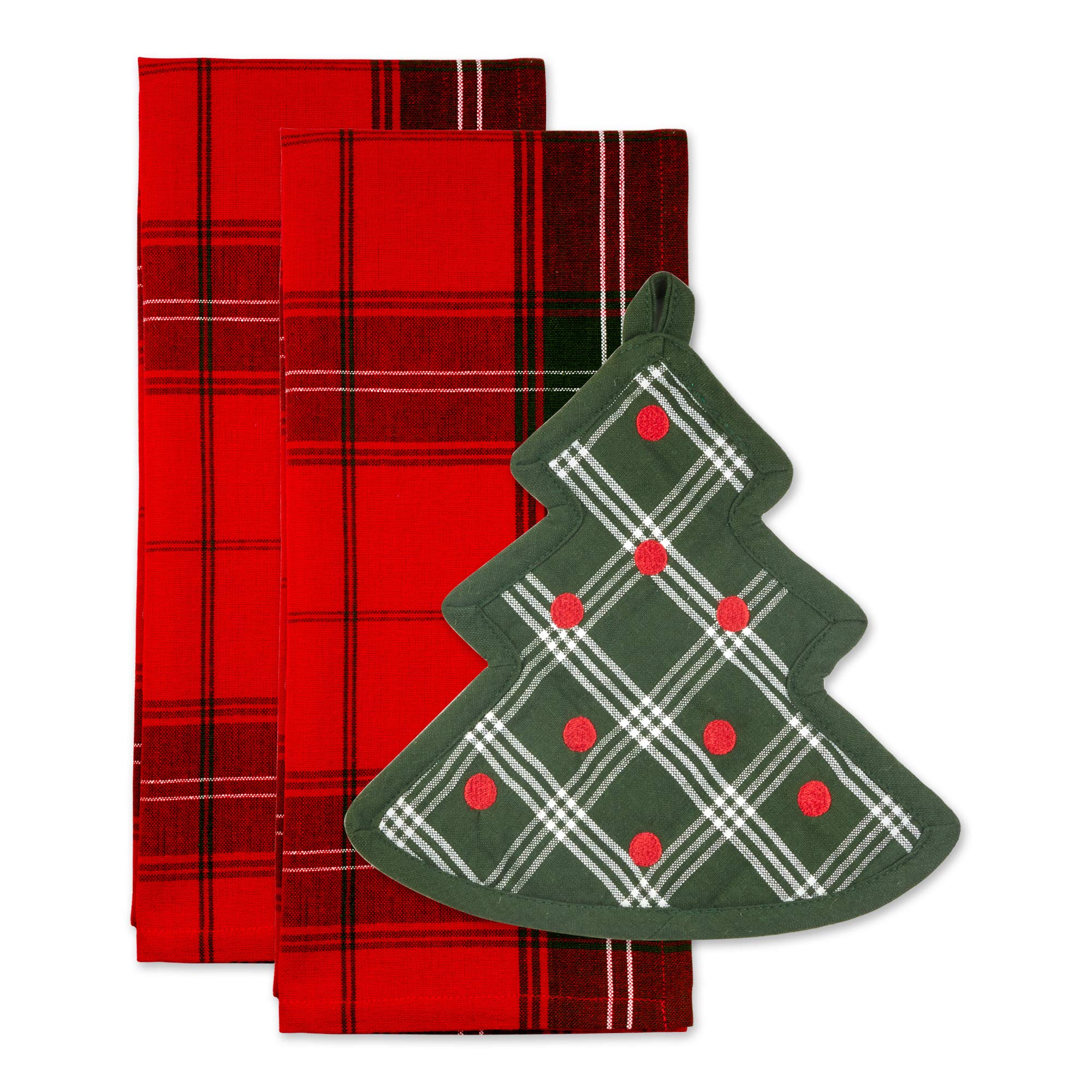 Dii Christmas Kitchen Accessories & Dacor Gift Set, Pot Holder & Dish Towels, O Christmas Tree, 3 Piece