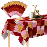 Confettiville Christmas Tablecloth, 6-Pack Disposable Table Cloths, Red and Gold Christmas Tree Plastic Table Covers, 54 x 108 I