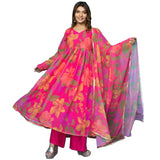 Gosriki Women'S Rayon Anarkali Printed Kurta With Pant & Dupatta (Butki Pink-Gs_S_Pink_Small),Pink,,B0CBPR8SPJ