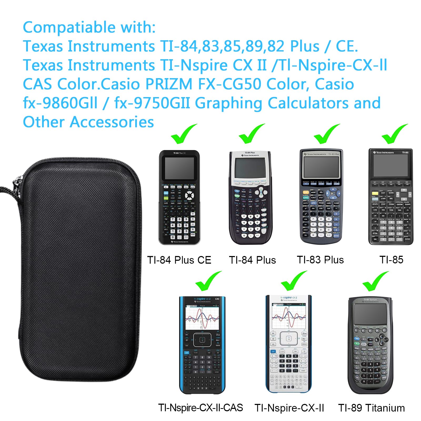 SKYREH Graphing Calculator Carrying Case for TI-84 Plus CE, Hard EVA Shockproof Protective Case for Texas Instruments TI-84 Plus