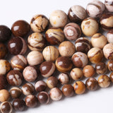 45PCS 8MM Natural Brown Zebra Round Loose Stone Beads for Jewelry Making DIY Energy Stone Healing Power Bracelet 15