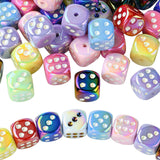LiQunSweet 50 Pcs UV Plating Rainbow Color Dice Acrylic Beads Iridescent Cube Loose Spacer Plastic Beads for DIY Jewelry Making 