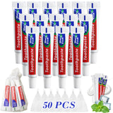 50Tubes Travel Size Toothpaste to Freshen Breath, Mini Toothpaste Bulk for Homeless Shelters, Short Business Trips, Hotel Rental