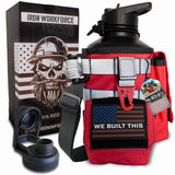 Iron Infidel Workforce Water Bottle - 64 oz Insulated Stainless Steel | Half Gallon Vacuum Water Jug | Paracord Handle, Removabl
