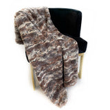 Plutus Brown Wild Rabbit Faux Fur Luxury Throw Blanket 102In X 116In
