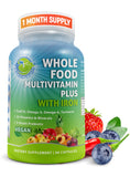 Vegan Whole Food Daily Multivitamin with Iron, Methylated Multivitamin for Women and Men, Made with Fruits & Vegetables, B-Compl