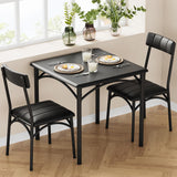 GAOMON Dining Table Set for 2, Kitchen Table and Chairs for 2 with Upholstered Chairs, 3 Piece Dining Room Table Set, Square Kit