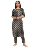 Libas Women'S Cotton Ethnic Motifs Kurta Set (400477_Black_Xl)