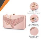 Adisa Beaded Formal Party Clutch With Pearls Handle Gold Chain For Women And Girls (Cl110-Pin),Pink,,B0DYYH2VJ2
