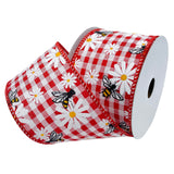 Morex Ribbon Wired Taffeta Bees and Blossoms Ribbon, 2.5 inch by 10 Yards, Red, 7596.60/10-609