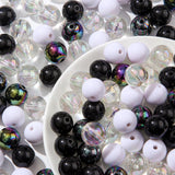 ANCADN 16mm Acrylic Beads Black White Bead Chunk Bubblegum Beads DIY Beading Hairband Bracelets Necklace Craft for DIY Jewelry M