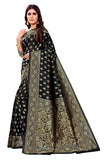 Sugathari Womens Art Silk Black Kanchipuram Saree (San Pari S-1 Black)