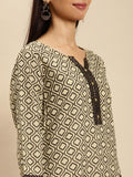 Rangita Beige Cotton Knee Length Printed Straight Kurti For Women | Kurta For Women_S Beige S 619941832959G