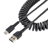 StarTech.com 3ft (1m) USB A to C Charging Cable, Coiled Heavy Duty Fast Charge & Sync USBC Cable, USB 2.0 A to TypeC Cable, Ru