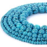 RUBYCA 300pcs Mixed Sizes Loose Glass Beads for Jewelry Making, Opaque Blue, Black Paint Splatter