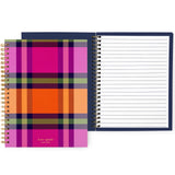 kate spade new york Colorful Mini Spiral Notebook, 8.25inch x 6.75inch Journal Notebook with 112 Lined Pages, Grand Plaid Duo