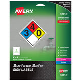 Avery Printable Warning Signs, 8 x 8, Water/Chemical Resistant, 15 Removable Labels (61513)