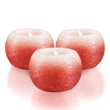 FURORA LIGHTING Small Red Glittery Real Wax Flameless Candles, Pack of 3 - LED Flickering Small Round Candles, 2.4x 1.6  , 