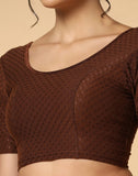 Toplot Cotton Blend Lycra Stretchable Round Neck Blouses For Women Readymade (Blouse-5058-Coffee-28),Brown,28,B0BWYRS6WC