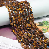 Natural Stone Beads 6-8mm Tiger Eye Oval Irregular Freeform Tumbled Loose Gemstone Beads for Jewelry Making 15 Inch Strand 50-55