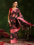 Libas Women'S Poly Chiffon Saree (16171_Black)
