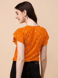 Wedani Women'S Casual Short Sleeves Round Neck Foral Top (Small Orange),Orange,S,Polyester,Western,
