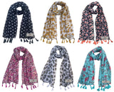 Fusfus WomenS Printed Chiffon Scarves And Stoles, Free Size(Multicolour, Fs1337) Pack Of 6 (Multicolor1)